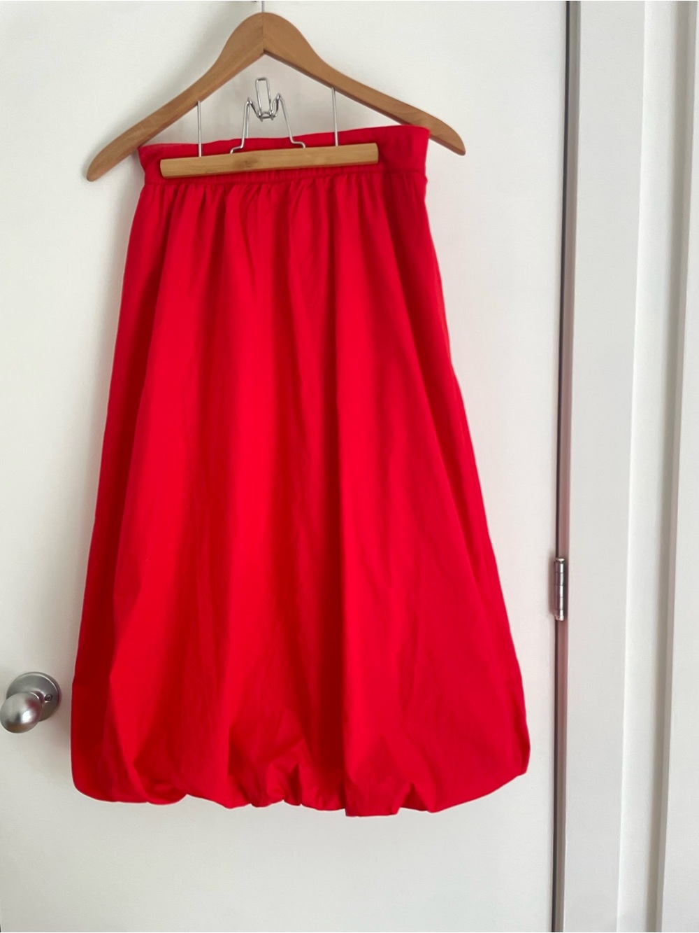 Red Bubble Hem Midi Skirt - Women